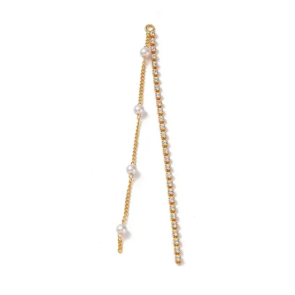 Brass Micro Pave Clear Cubic Zirconia & ABS Plastic Pearl Big Pendants