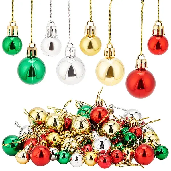 80Pcs 8 Style Christmas Ball Plastic Hanging Ornament