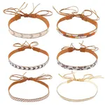 6Pcs 6 Styles Faux Suede & Glass Hat Bands