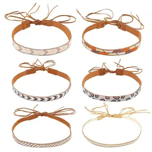 6Pcs 6 Styles Faux Suede & Glass Hat Bands