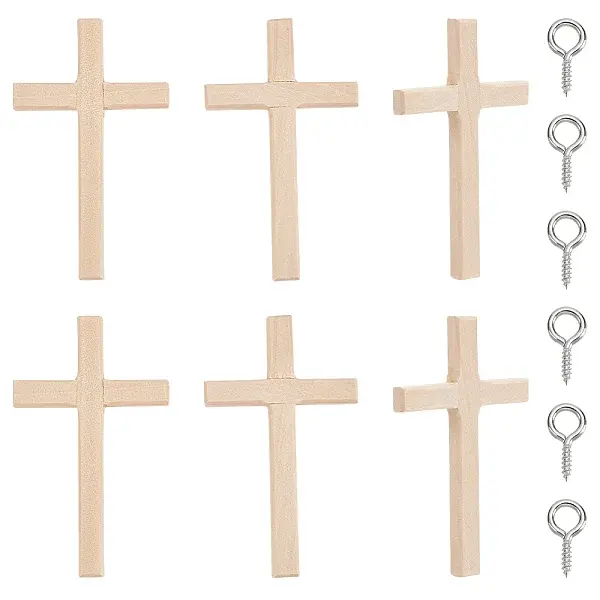 6Pcs Wooden Cross Wall Decoration