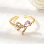 Brass Pave Pink and Clear Cubic Zirconia Cuff Rings