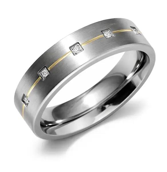 Boccia Titanium Snubní titanový prsten s diamanty 0101-19 50 mm