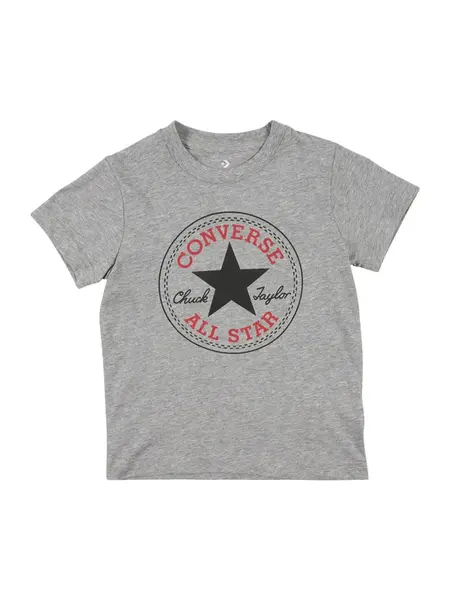 CONVERSE Tričko 'CHUCK PATCH'  grafitová / sivá melírovaná / červená