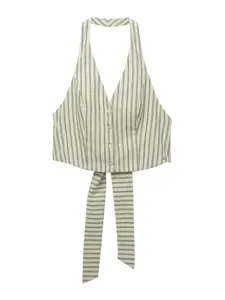 Pull&Bear Blúzka  kaki / svetlozelená