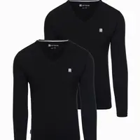 Ombre Set of 2x men's SLIM FIT longsleeve with V neckline and logo