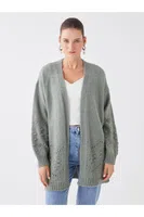 LC Waikiki Dámský šálový límec Ažurový dlouhý rukáv Pletené zboží Cardigan