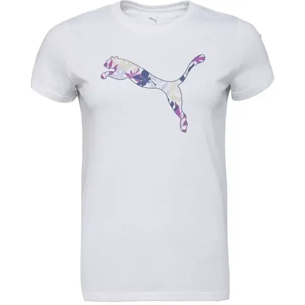 Puma GRAPHICS FLORAL CAT LOO TEE Dámské triko, bílá, velikost