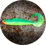 Redbass gumová nástraha twister kixter fluo green rh uv - s 70 mm