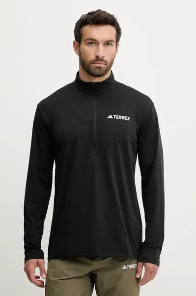 Sportovní tričko s dlouhým rukávem adidas TERREX Multi Half-Zip černá barva, s potiskem, JF4188