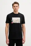 Bavlněné tričko Guess pánské, černá barva, s potiskem, M5YI45 KBW41