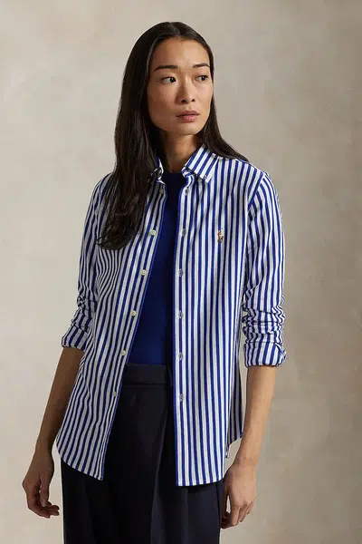 Bavlněná košile Polo Ralph Lauren modrá barva, slim, s klasickým límcem, 211910131