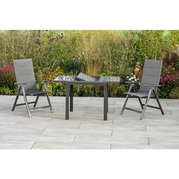 Gardenson ZAHRADNÍ STŮL, kov, sklo, 80-120/75,5/70 cm