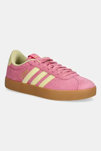 Semišové tenisky adidas Vl Court 3.0 dámské, růžová barva, JR8647