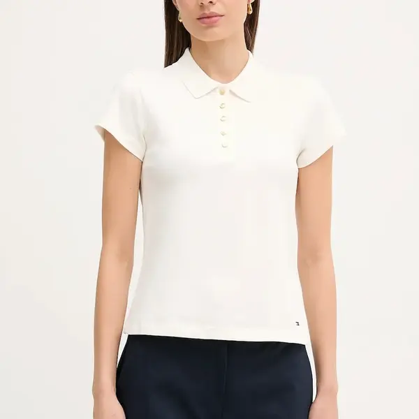 Polo tričko Tommy Hilfiger dámské, béžová barva, WW0WW45768
