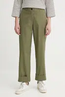 Kalhoty Marc O'Polo dámské, zelená barva, široké, high waist, 506034110243