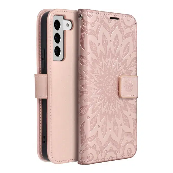Flipové pouzdro MEZZO Book case pro Samsung Galaxy S22, mandala rose gold