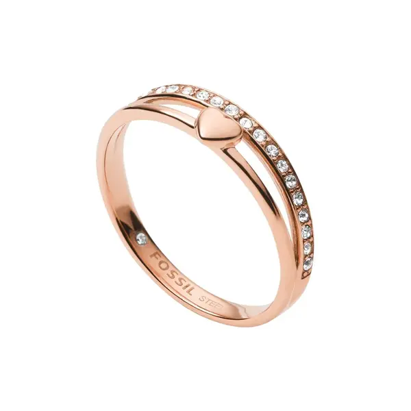 Fossil Romantický bronzový prsten s krystaly JF03460791 59 mm