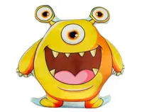 Detský dekoračný vankúš Príšerka, žltá%