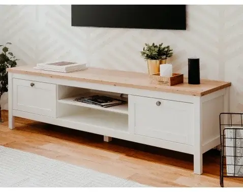 TV skrinka Bergen, biela/dub artisan%