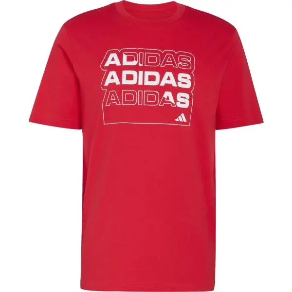 adidas MULTI LINEAR TEE M Pánské triko, červená, velikost