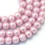 Baking Paint Pearlized Glass Pearl Round Bead Strands