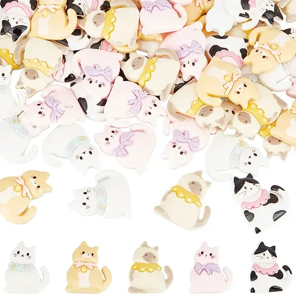 60Pcs 6 Colors Resin Cabochons