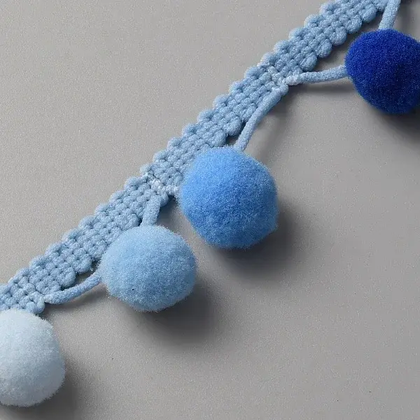 Gradient Color Polyester Pom Pom Ball Fringe Lace Trims