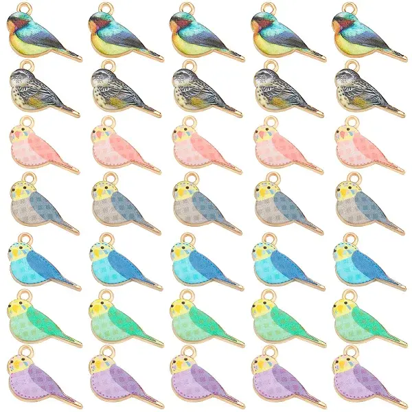42Pcs 7 Colors Spray Printed Alloy Pendants