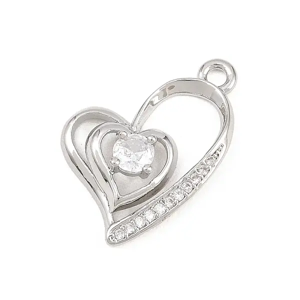 Valentine's Day Brass Micro Pave Clear Cubic Zirconia Pendants
