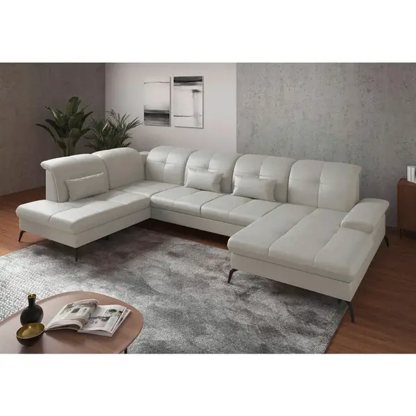 Sit & More SEDACÍ SOUPRAVA, textil, kůže, bílá