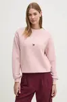 Mikina Tommy Hilfiger dámská, růžová barva, s aplikací, WW0WW43844