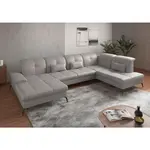 Sit & More SEDACÍ SOUPRAVA, kůže, textil, světle šedá