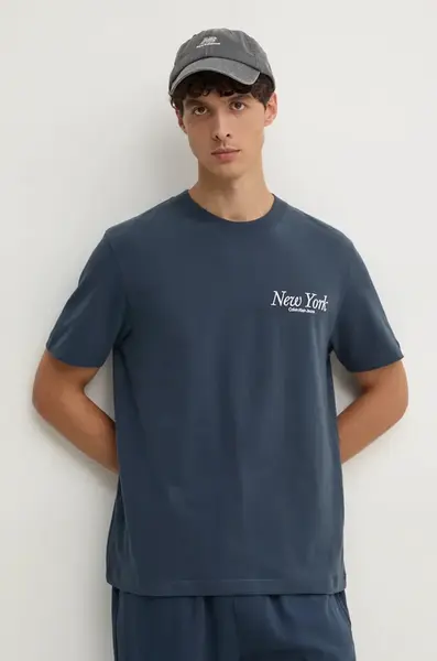 Bavlněné tričko Calvin Klein Jeans tyrkysová barva, s potiskem, J30J326862