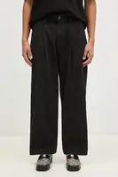 Bavlněné kalhoty Butter Goods Pleated Trousers černá barva, ve střihu chinos, BG243717