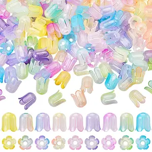 540Pcs 9 Colors Transparent Acrylic Beads Caps