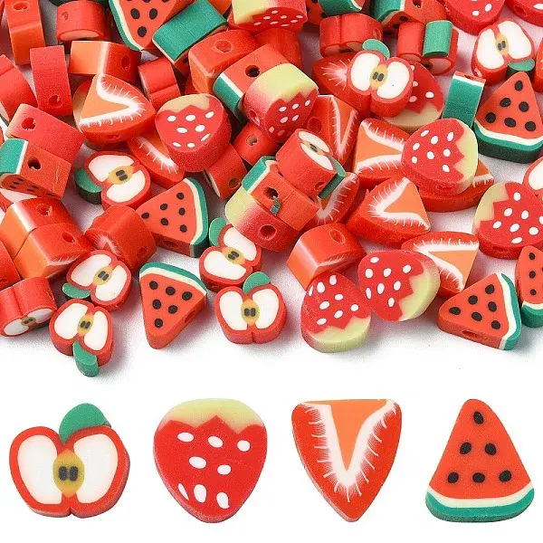 100Pcs 4 Styles Handmade Polymer Clay Beads