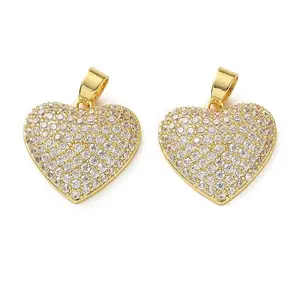 Brass Micro Pave Clear Cubic Zirconia Pendants