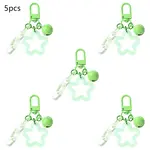 5Pcs Transparent Luminous Acrylic Star & Brass Bell & Oval Link Pendant Decorations