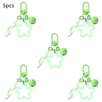 5Pcs Transparent Luminous Acrylic Star & Brass Bell & Oval Link Pendant Decorations