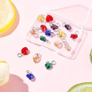 16Pcs 8 Colors Faceted Transparent Glass Charms