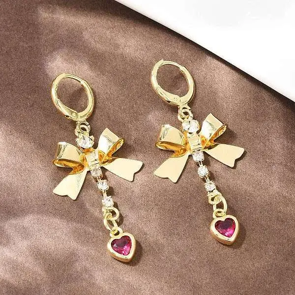 Bowknot Brass Micro Pave Cubic Zirconia Leverback Earrings