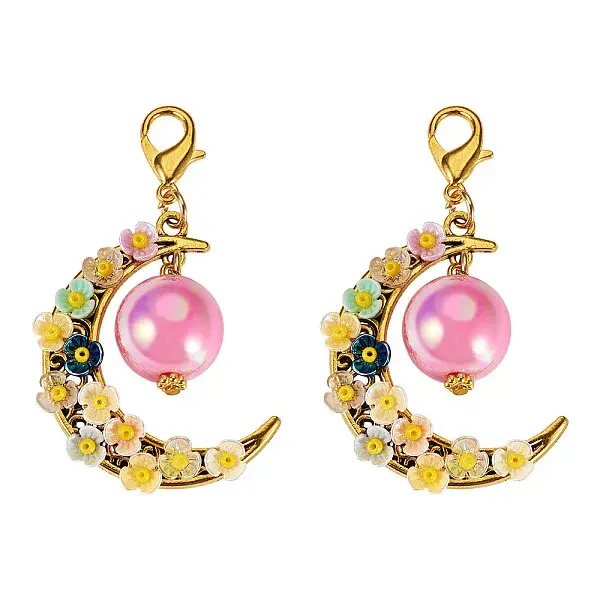 2Pcs Alloy & Resin & Acrylic Pendant Decorations