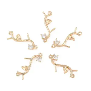 5Pcs Brass Micro Pave Cubic Zirconia Links Connectors