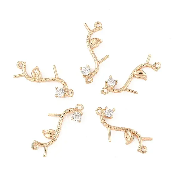 5Pcs Brass Micro Pave Cubic Zirconia Links Connectors