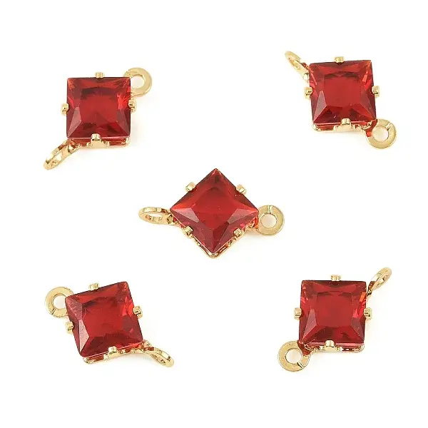 Brass Pave Cubic Zirconia Rhombus Connector Charms