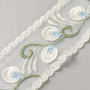 Polyester Flower Embroidery Elastic Lace Ribbon