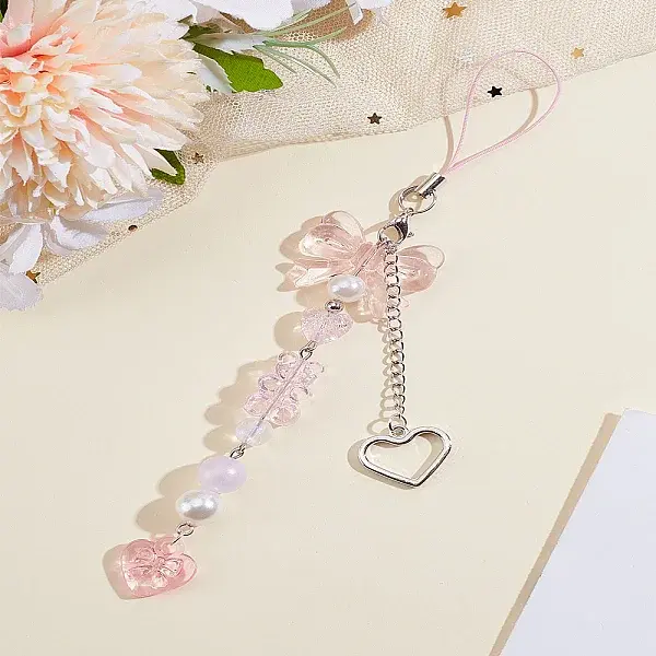 1Pc Alloy Heart Mobile Straps