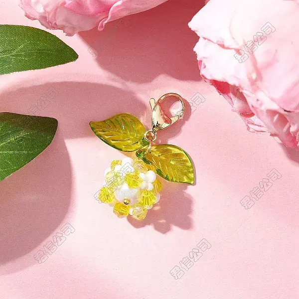 Flower Acrylic & Glass Pearl Pendant Decorations