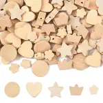 100Pcs 5 Styles Unfinished Maple Wood Beads